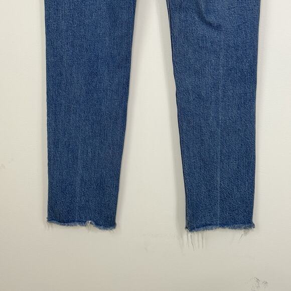 J. Crew Full Length Classic Straight Jeans Size 27 Blue High Rise Raw Hem - Picture 8 of 12